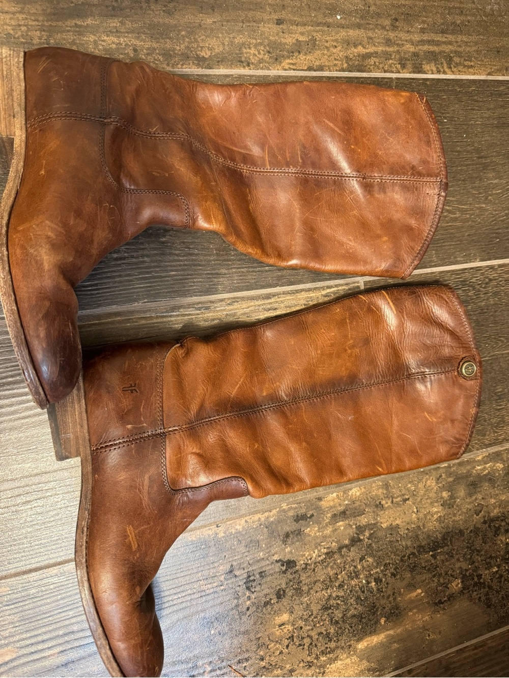 Frye Brown Leather Mid-Calf Heeled Boots